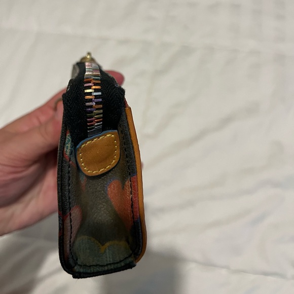 Dooney & Burke Vintage Crayon Style Heart Wallet with Multi Color Zipper - Picture 13 of 15